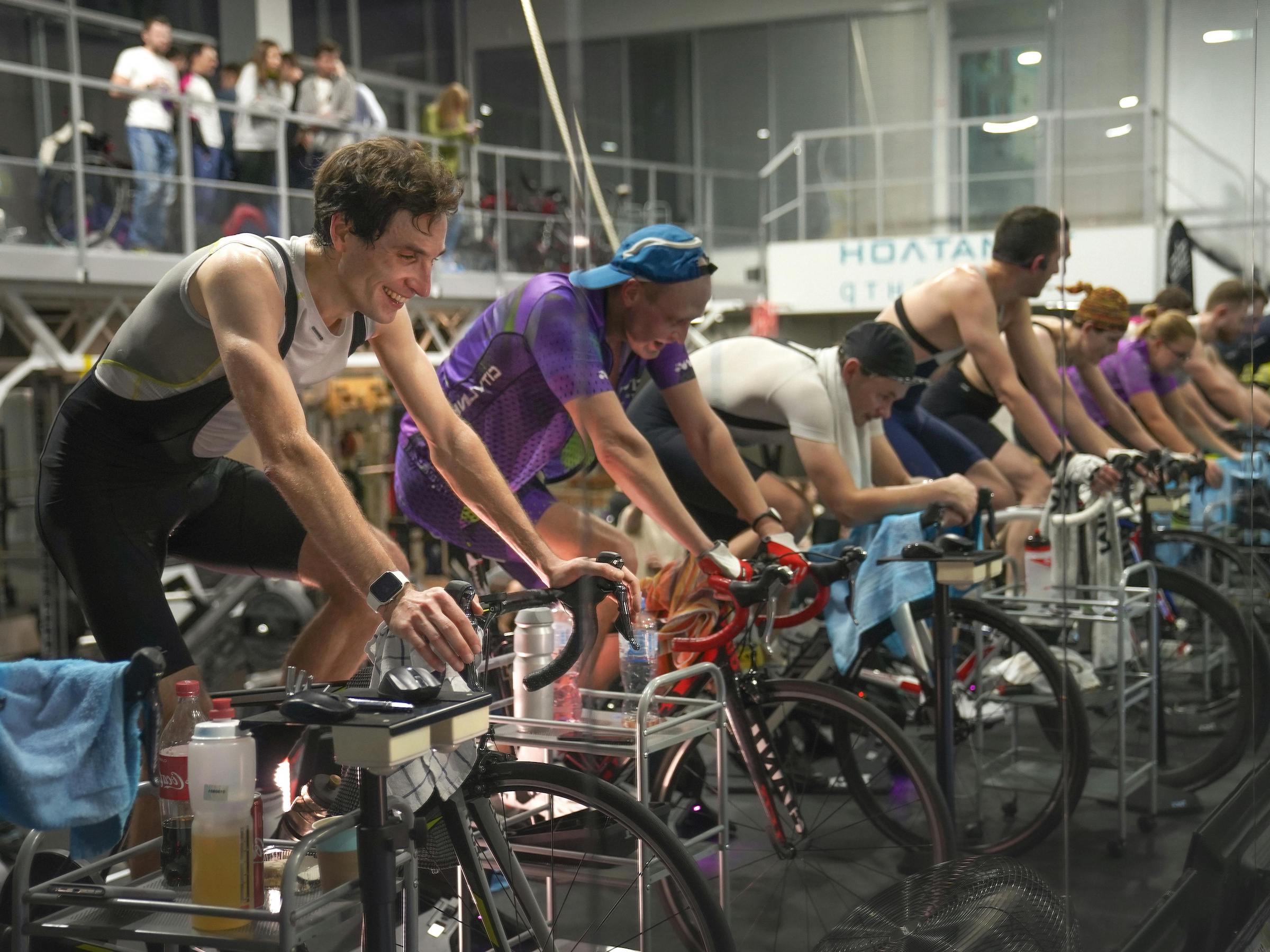 cyclists in a cycling gym