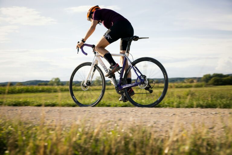 cyclist in a field