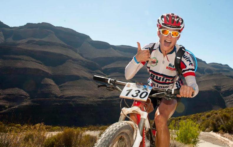 Jessi on her bike for Ride the Rock, South Africa