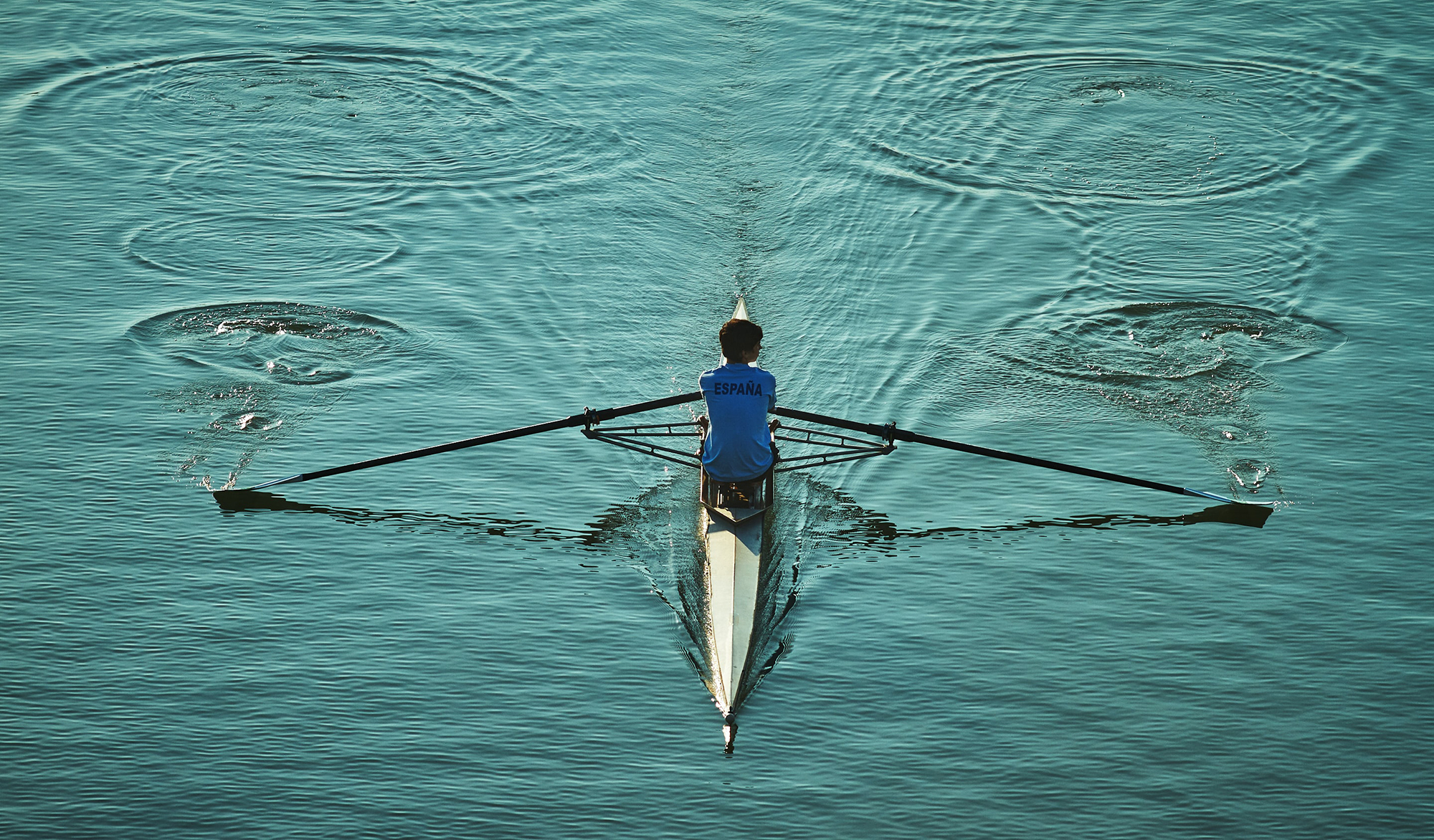 rower in a lake