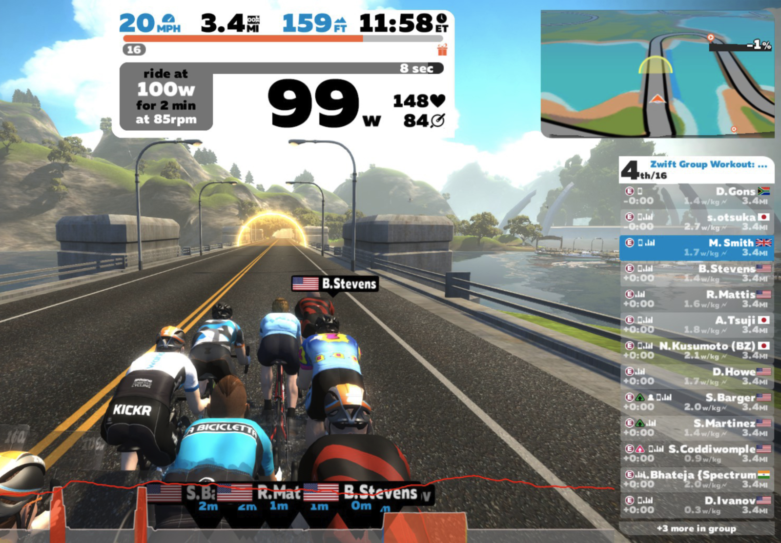 Zwift racing power test