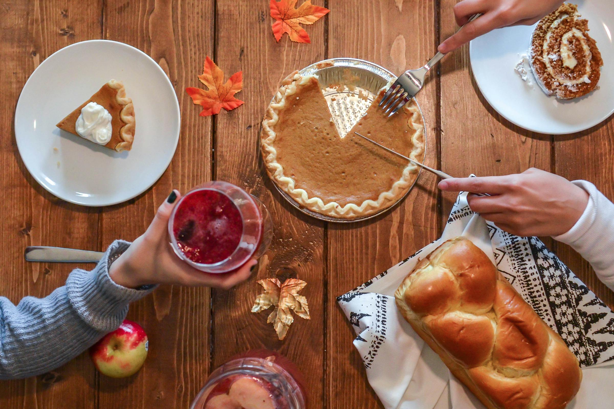 Fall feast spread on a table