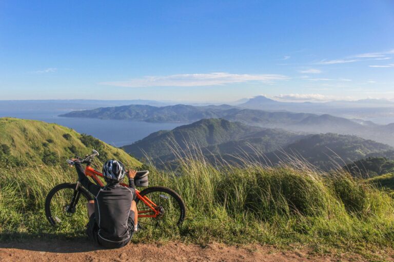 Biker resting with a view