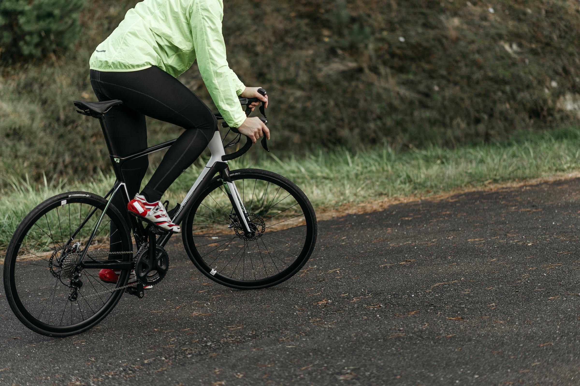 cyclist working out on a rural road