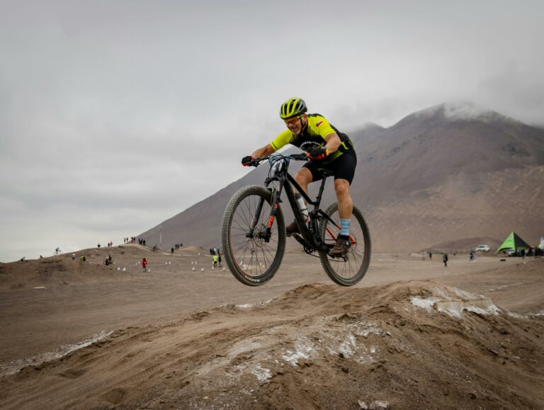 Man riding bike in the desert